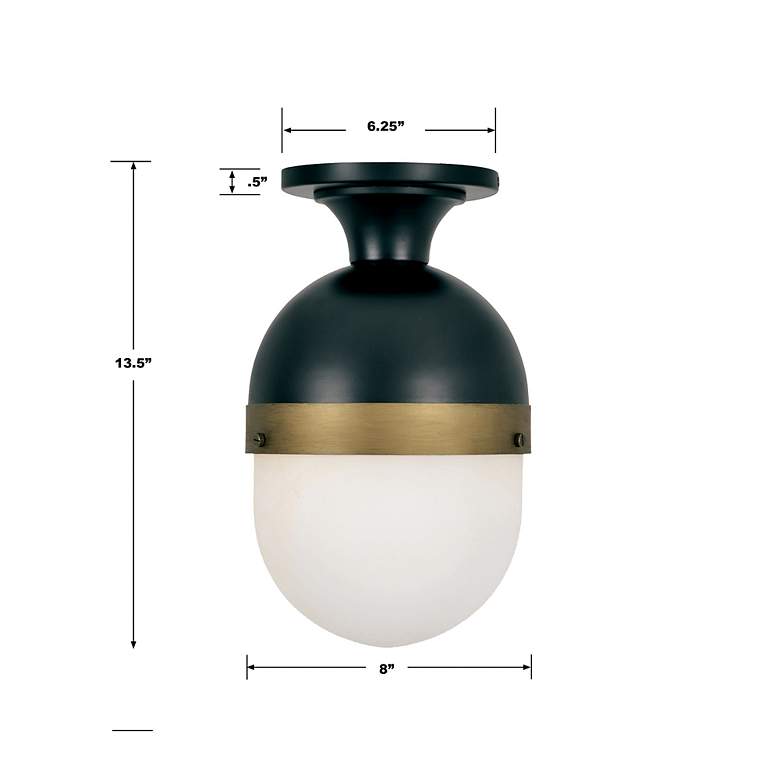 Image 6 Crystorama Capsule 8" Wide Matte Black and Opal Glass Ceiling Light more views