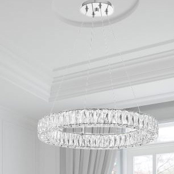 Image 6 Crystorama Carla 24" Wide Chrome LED Ring Pendant Light more views