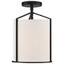 1_Crystorama Carlyn 10" Wide Black Finish White Silk Ceiling Light