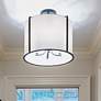 6_Crystorama Carlyn 10" Wide Black Finish White Silk Ceiling Light more views
