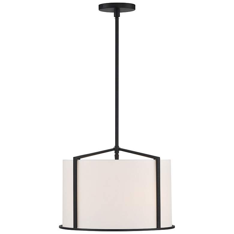 Image 1 Crystorama Carlyn 16" Wide Black Steel Drum Pendant Light