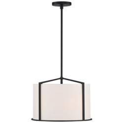 Crystorama Carlyn 16" Wide Black Steel Drum Pendant Light