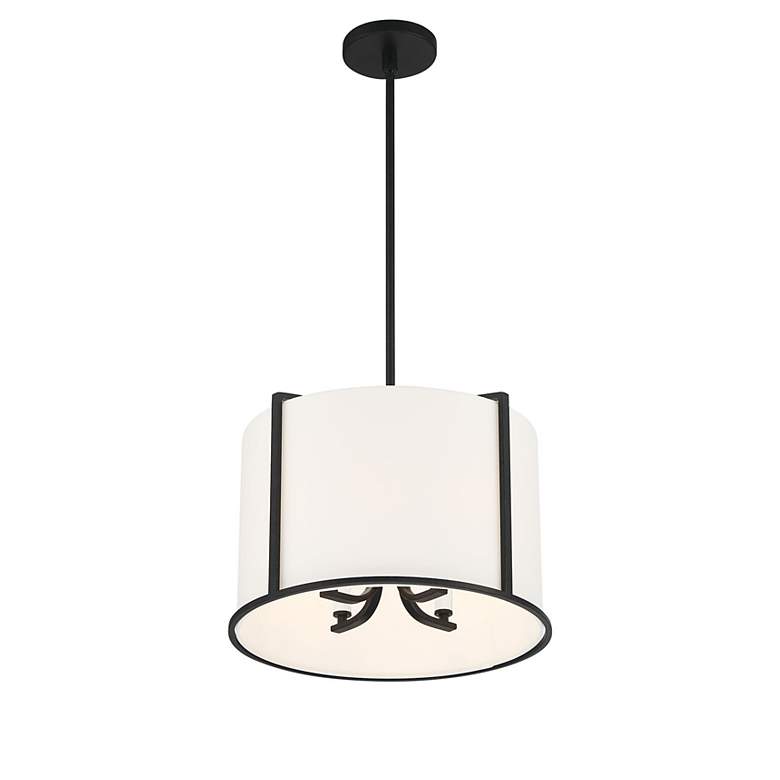Image 2 Crystorama Carlyn 16" Wide Black Steel Drum Pendant Light more views