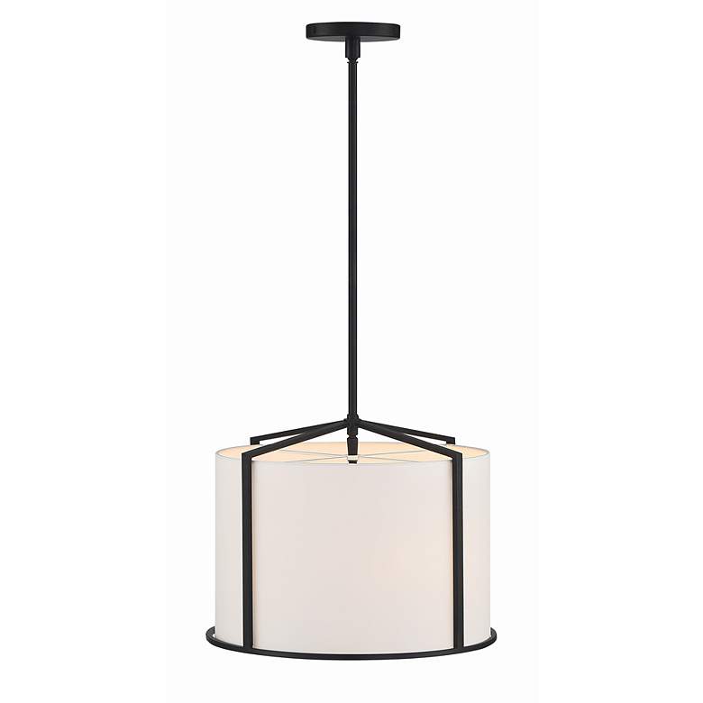 Image 3 Crystorama Carlyn 16" Wide Black Steel Drum Pendant Light more views