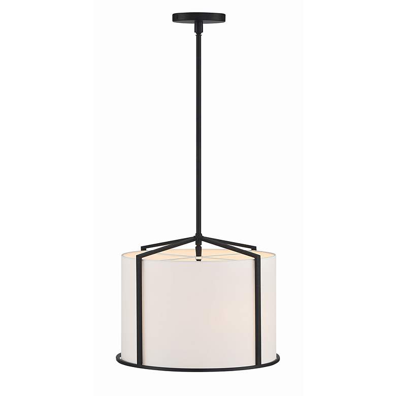 Image 3 Crystorama Carlyn 16 inch Wide Black Steel Drum Pendant Light more views