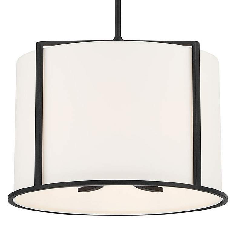 Image 4 Crystorama Carlyn 16" Wide Black Steel Drum Pendant Light more views