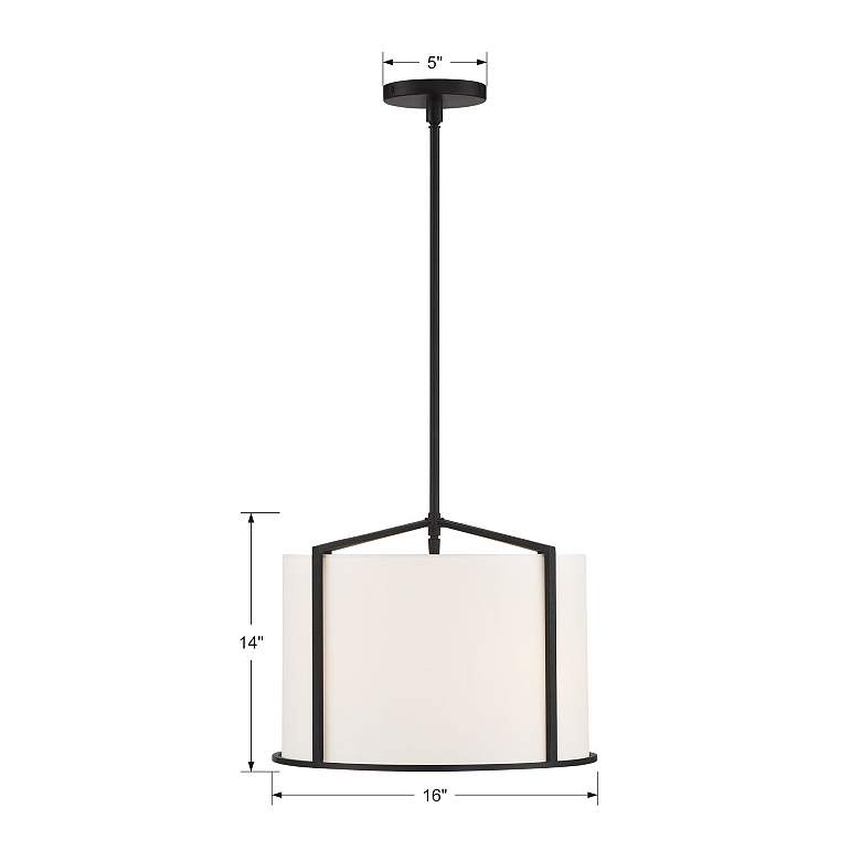 Image 5 Crystorama Carlyn 16" Wide Black Steel Drum Pendant Light more views