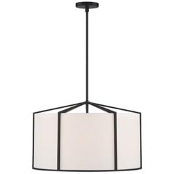 Crystorama Carlyn 24" Wide Black Steel Drum Pendant Light