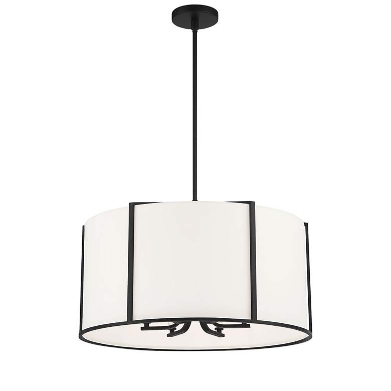 Image 3 Crystorama Carlyn 24" Wide Black Steel Drum Pendant Light more views