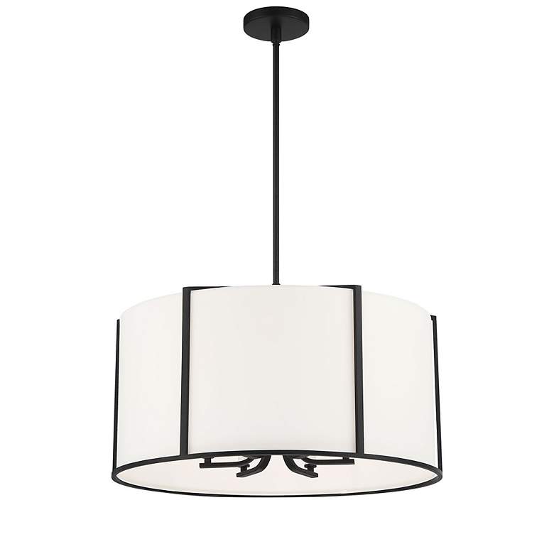 Image 2 Crystorama Carlyn 24 inch Wide Black Steel Drum Pendant Light more views