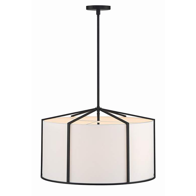 Image 4 Crystorama Carlyn 24" Wide Black Steel Drum Pendant Light more views