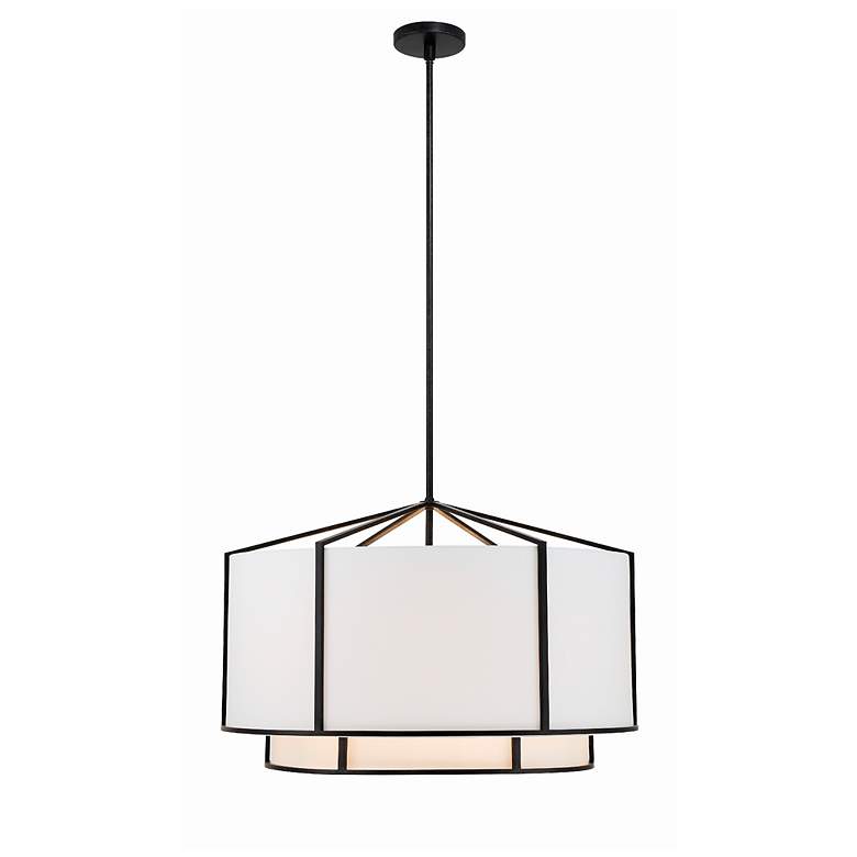 Image 2 Crystorama Carlyn 28" Wide Black Drum Pendant Light