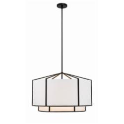 Crystorama Carlyn 28" Wide Black Drum Pendant Light