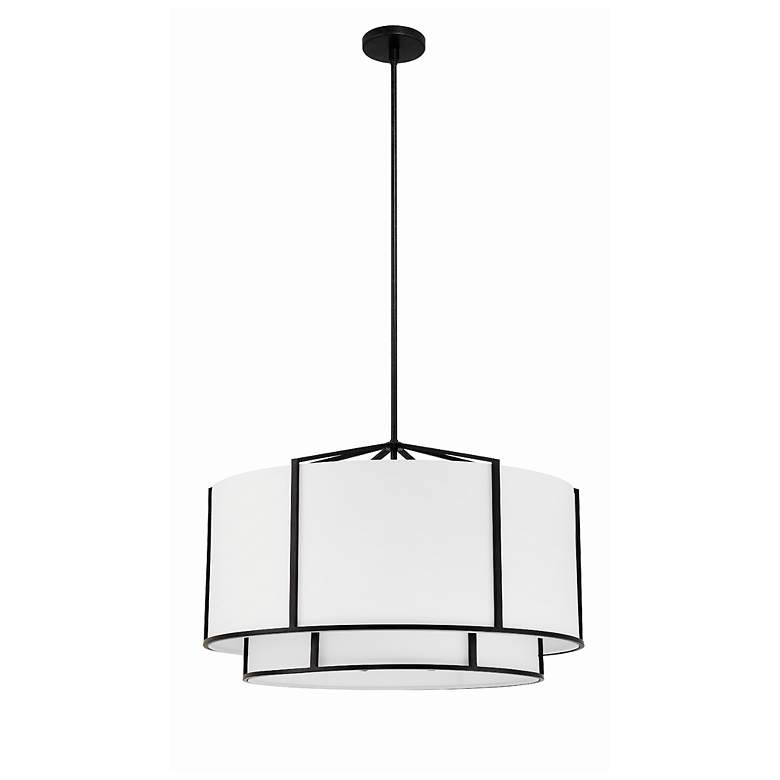 Image 3 Crystorama Carlyn 28" Wide Black Drum Pendant Light more views