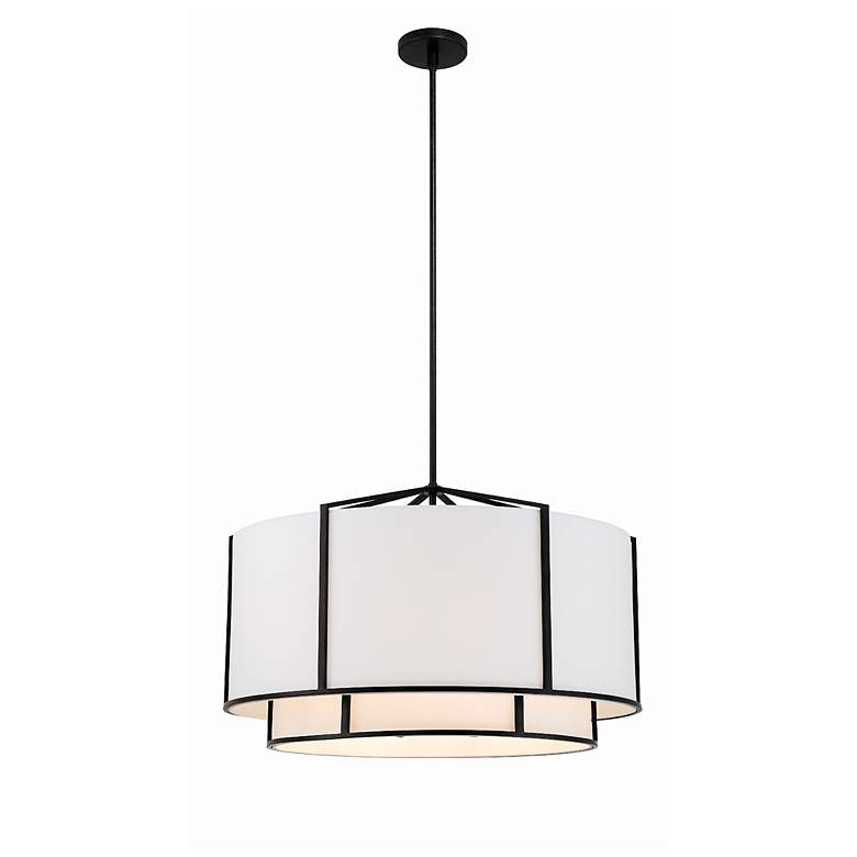 Image 4 Crystorama Carlyn 28" Wide Black Drum Pendant Light more views