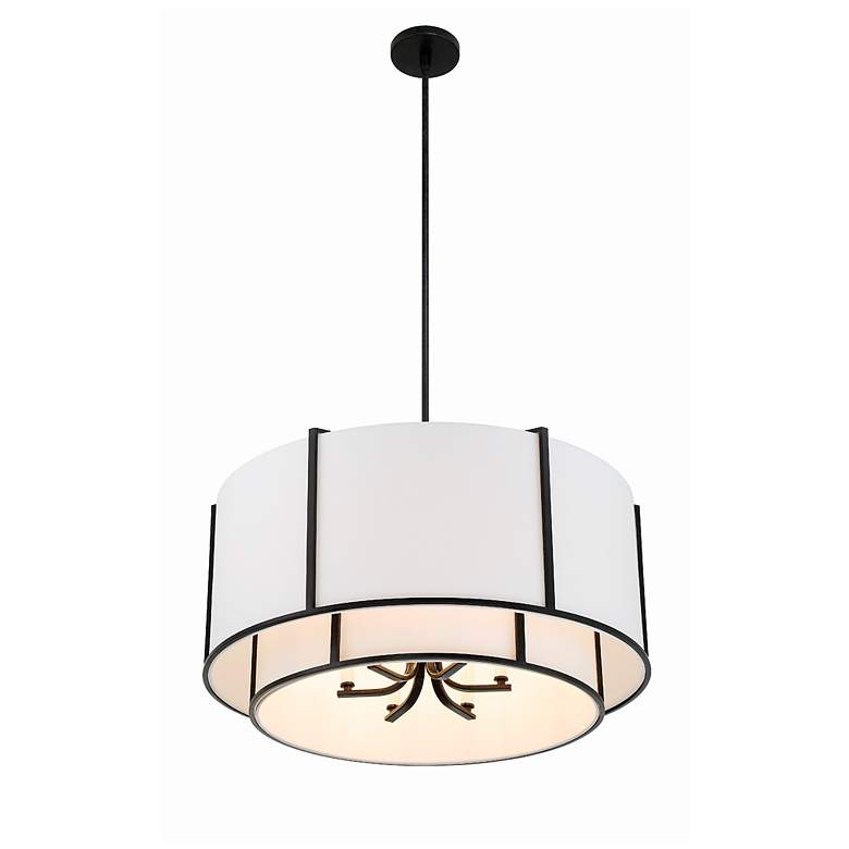 Image 5 Crystorama Carlyn 28" Wide Black Drum Pendant Light more views