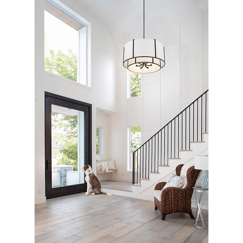 Image 6 Crystorama Carlyn 28" Wide Black Drum Pendant Light more views