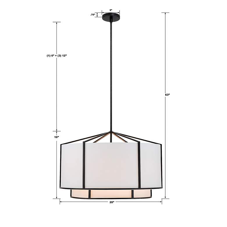 Image 7 Crystorama Carlyn 28" Wide Black Drum Pendant Light more views