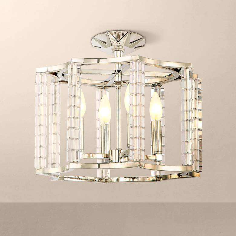 Image 1 Crystorama Carson 16" Wide Polished Nickel Ceiling Light