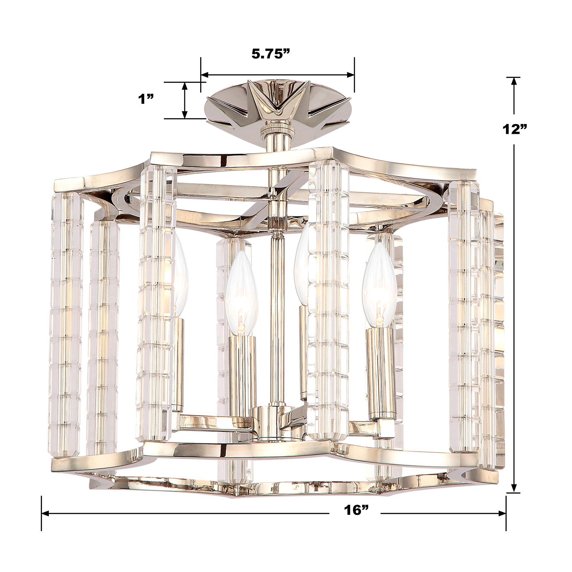 Crystorama Carson 16" Wide Polished Nickel Ceiling Light