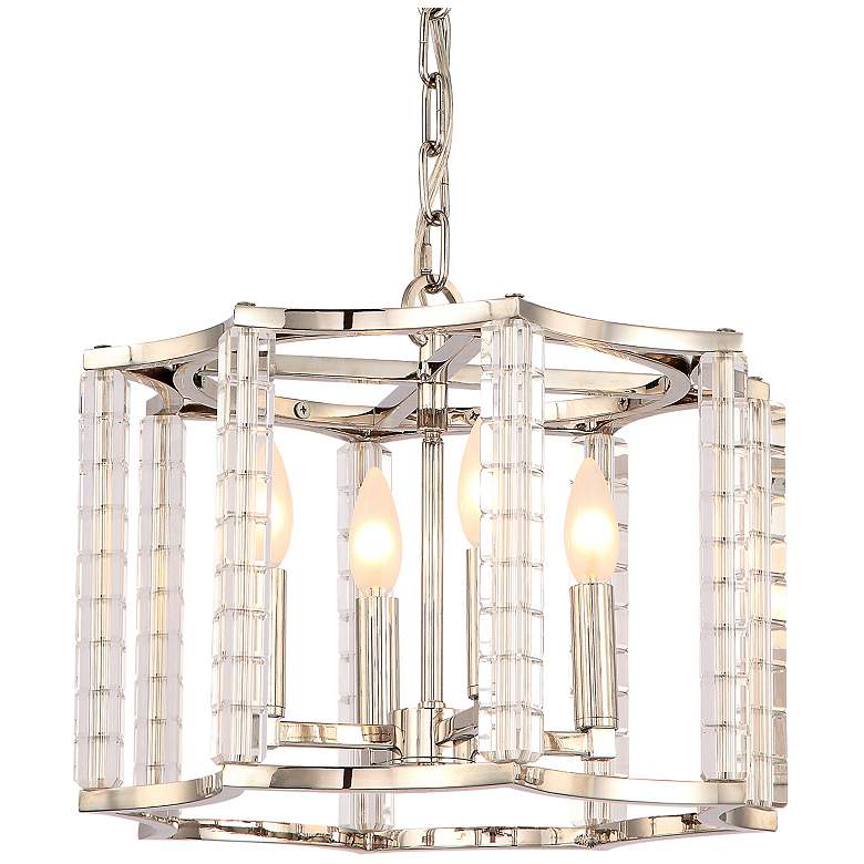 Image 2 Crystorama Carson 16 inchW Polished Nickel 4-Light Pendant