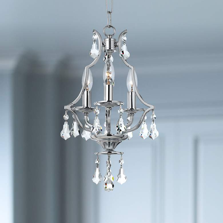 Image 1 Crystorama Cedar 11"W Chrome 3-Light Crystal Mini-Chandelier