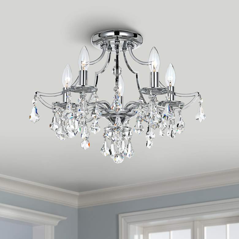 Image 1 Crystorama Cedar 18 1/2"W Polished Chrome Ceiling Light
