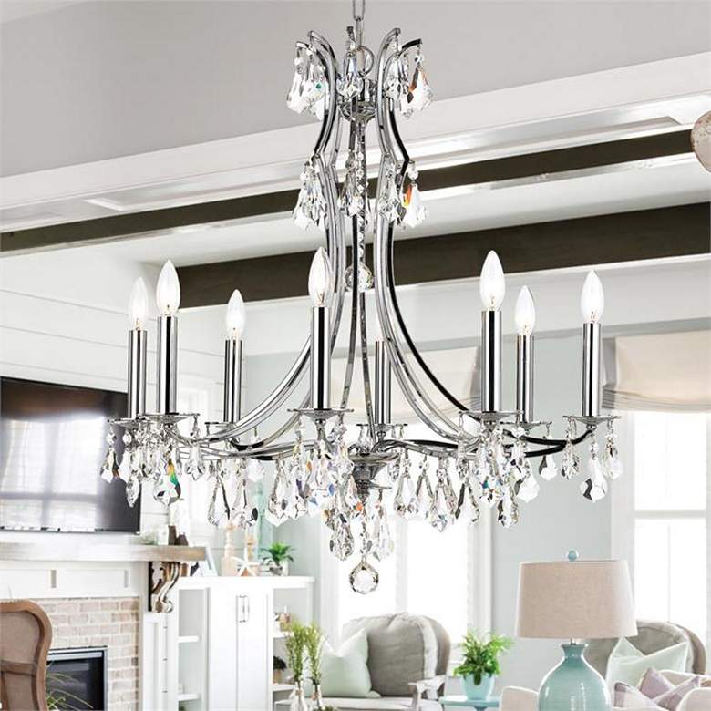 Image 1 Crystorama Cedar 27 inchW Polished Chrome 8-Light Chandelier