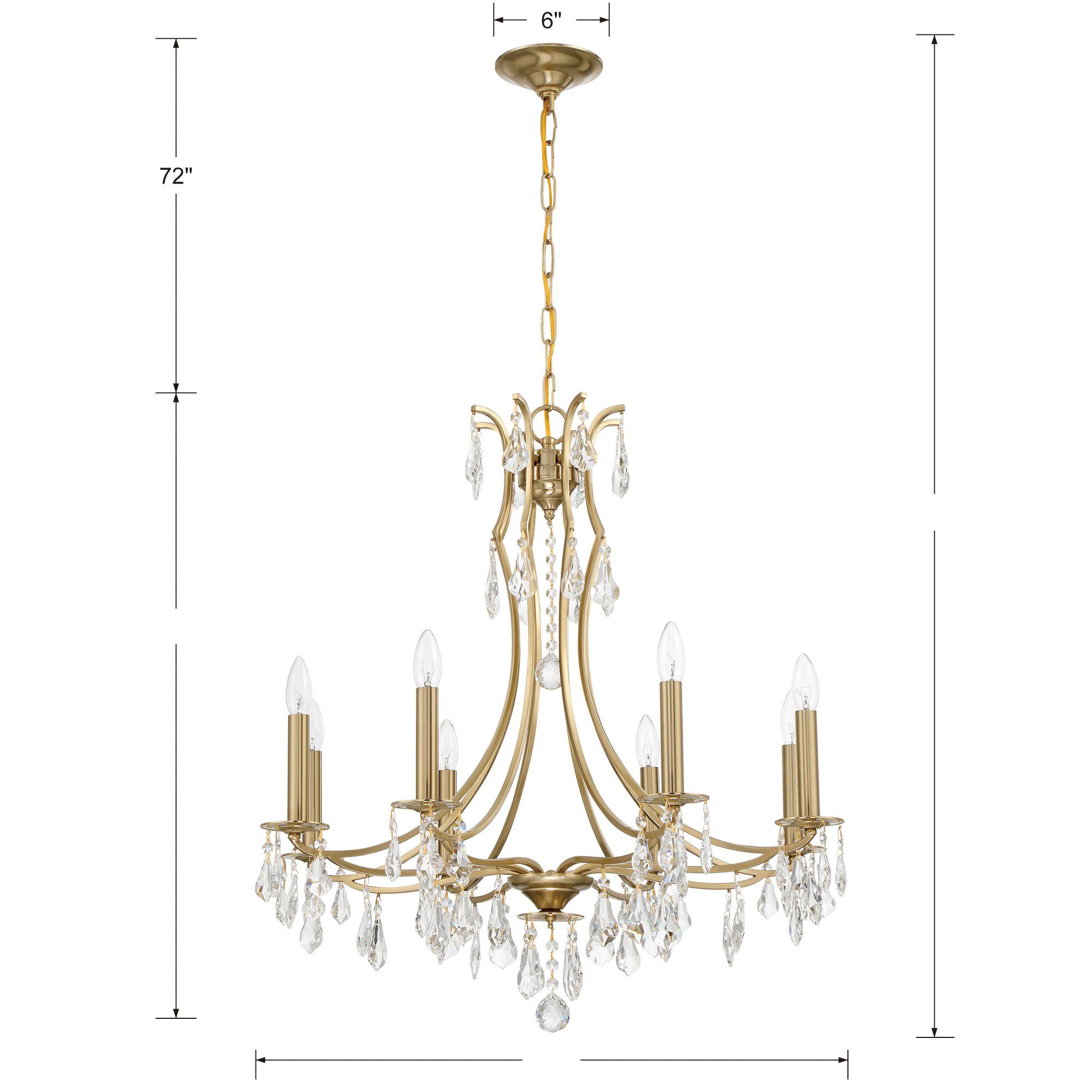 Crystorama Cedar 28" Wide Vibrant Gold 8-Light Chandelier