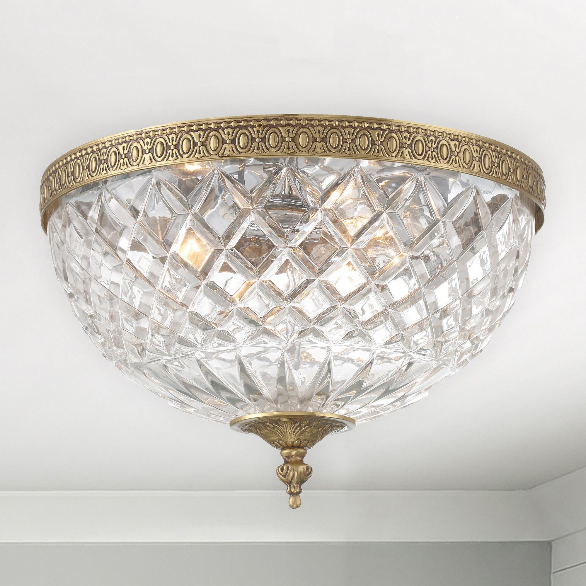 Crystorama Ceiling Mount 12" Wide Olde Brass Ceiling Light