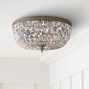 Crystorama Ceiling Mount 14" Wide English Bronze Crystal Ceiling Light
