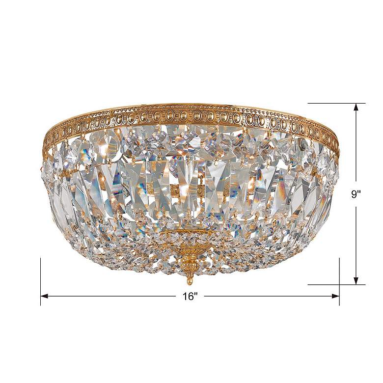 Image 7 Crystorama Ceiling Mount 16" Wide Brass Crystal 3-Light Ceiling Light more views