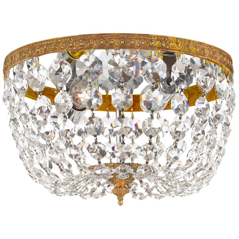 Crystorama Ceiling Mount 8&quot;W Brass and Crystal Ceiling Light