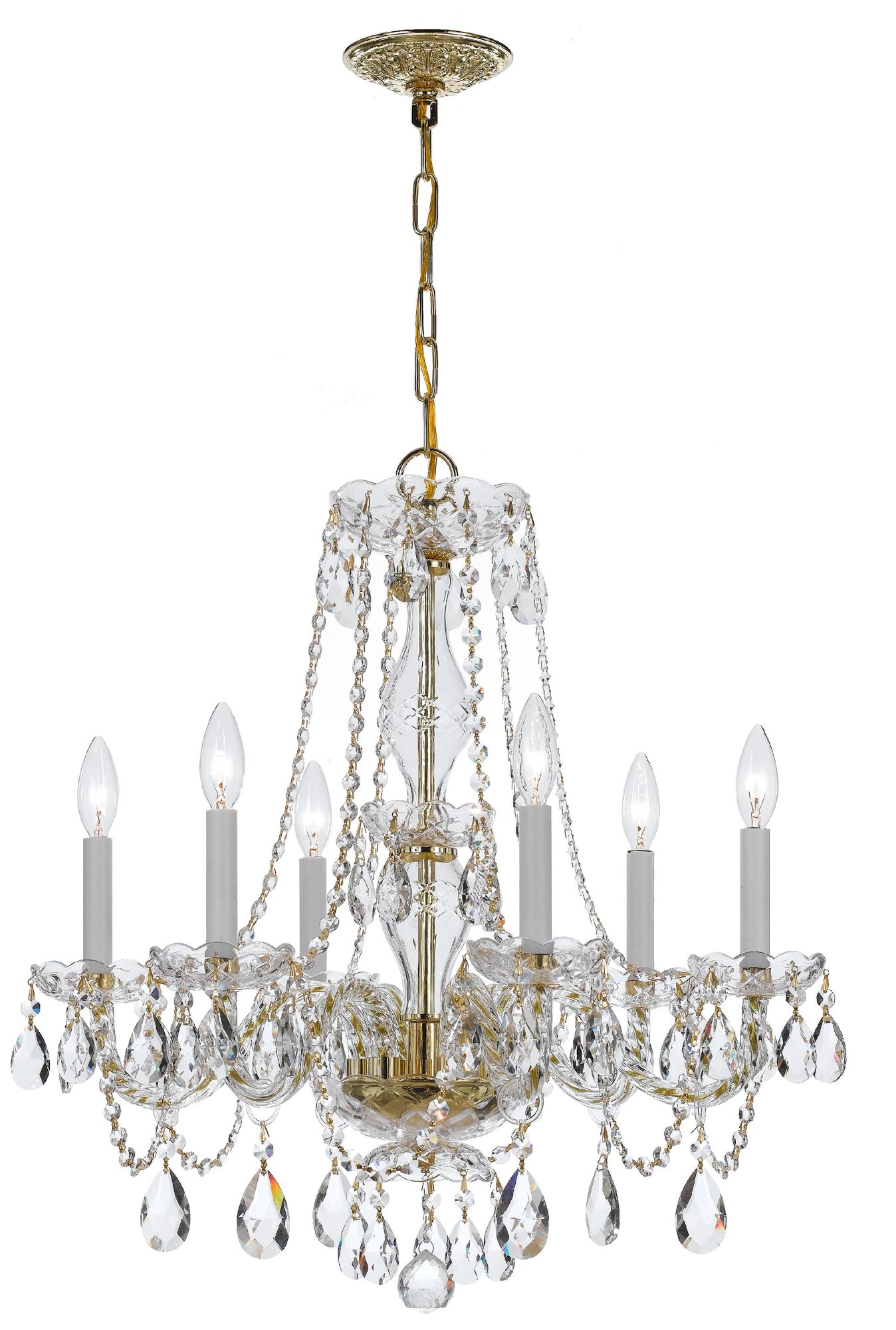 Crystorama Charly 23" Wide Polished Brass 6-Light Chandelier