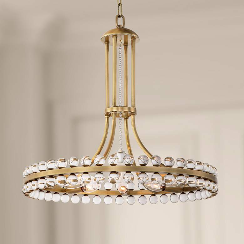 Crystorama Clover 22 1/2&quot;W Aged Brass and Crystal Chandelier