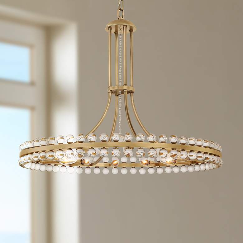 Image 1 Crystorama Clover 28 3/4" Wide Aged Brass Chandelier