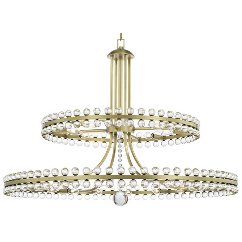 Image 2 Crystorama Clover 40 inch Wide Aged Brass 2-Tier Chandelier