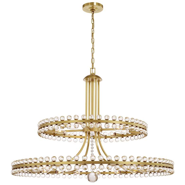 Image 2 Crystorama Clover 40 inch Wide Aged Brass 2-Tier Chandelier