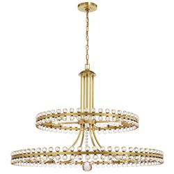Crystorama Clover 40" Wide Aged Brass 2-Tier Chandelier