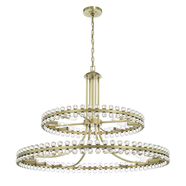 Image 3 Crystorama Clover 40" Wide Aged Brass 2-Tier Chandelier more views