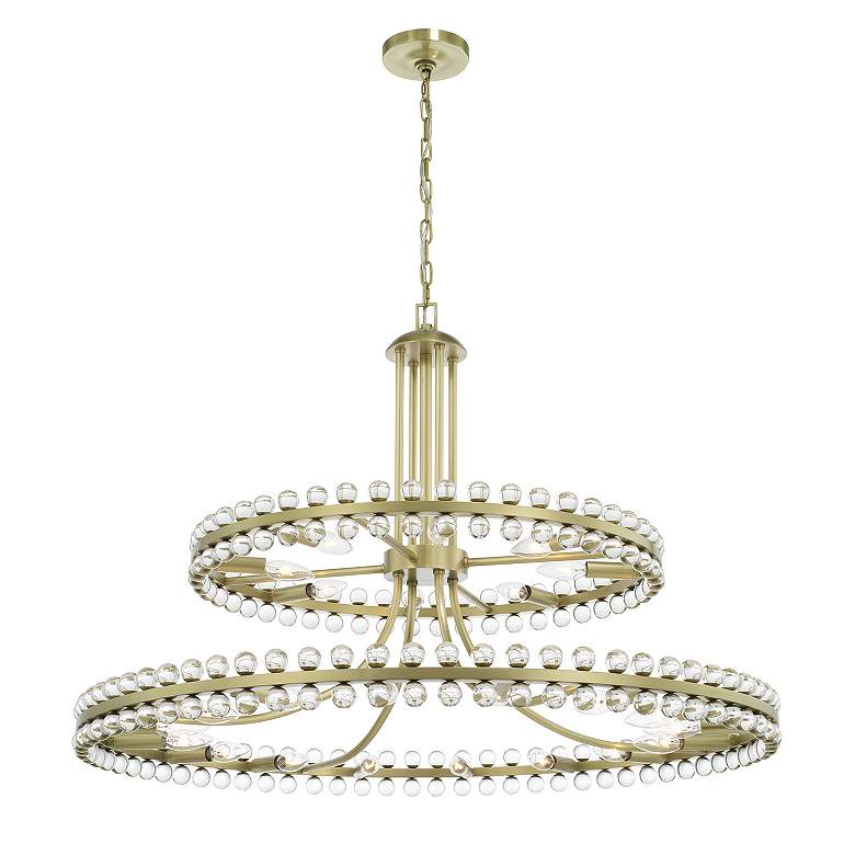 Image 3 Crystorama Clover 40 inch Wide Aged Brass 2-Tier Chandelier more views