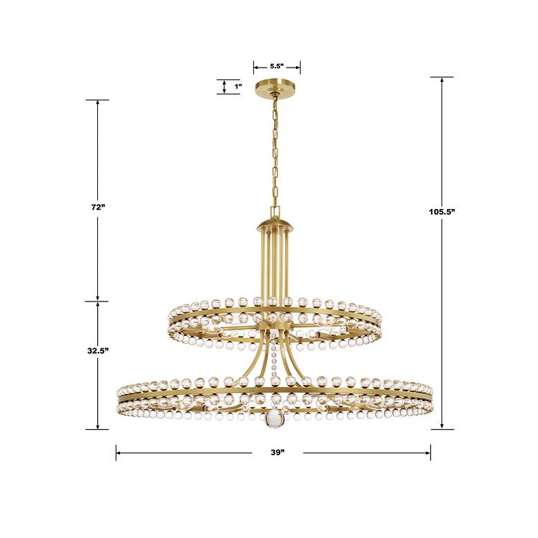 Image 7 Crystorama Clover 40" Wide Aged Brass 2-Tier Chandelier more views