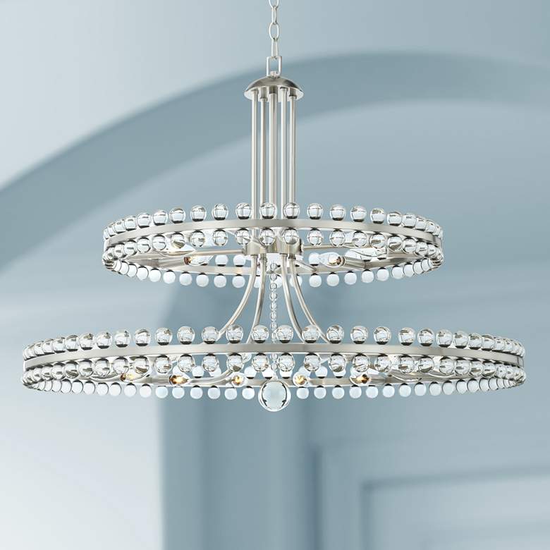 Image 1 Crystorama Clover 40" Wide Brushed Nickel 2-Tier Chandelier