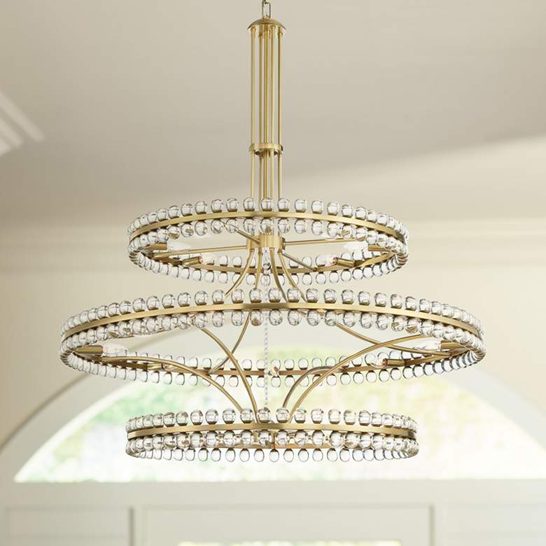 Image 1 Crystorama Clover 48 inch Wide Aged Brass 24-Light Chandelier