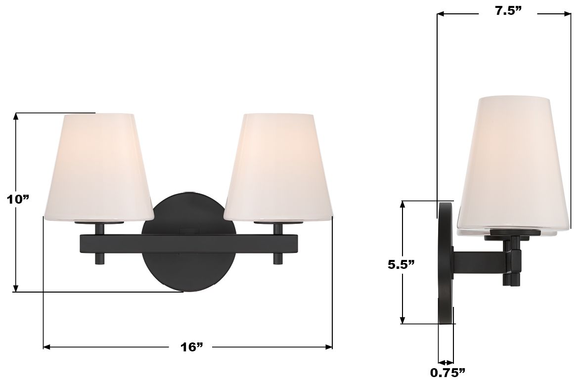 Image 7 Crystorama Colton 16in.  Black Sconce more views