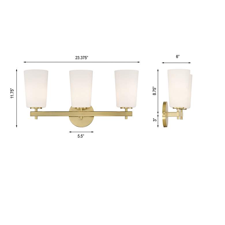Image 5 Crystorama Colton 23 1/2" Wide 3-Light Aged Brass Bath Light more views