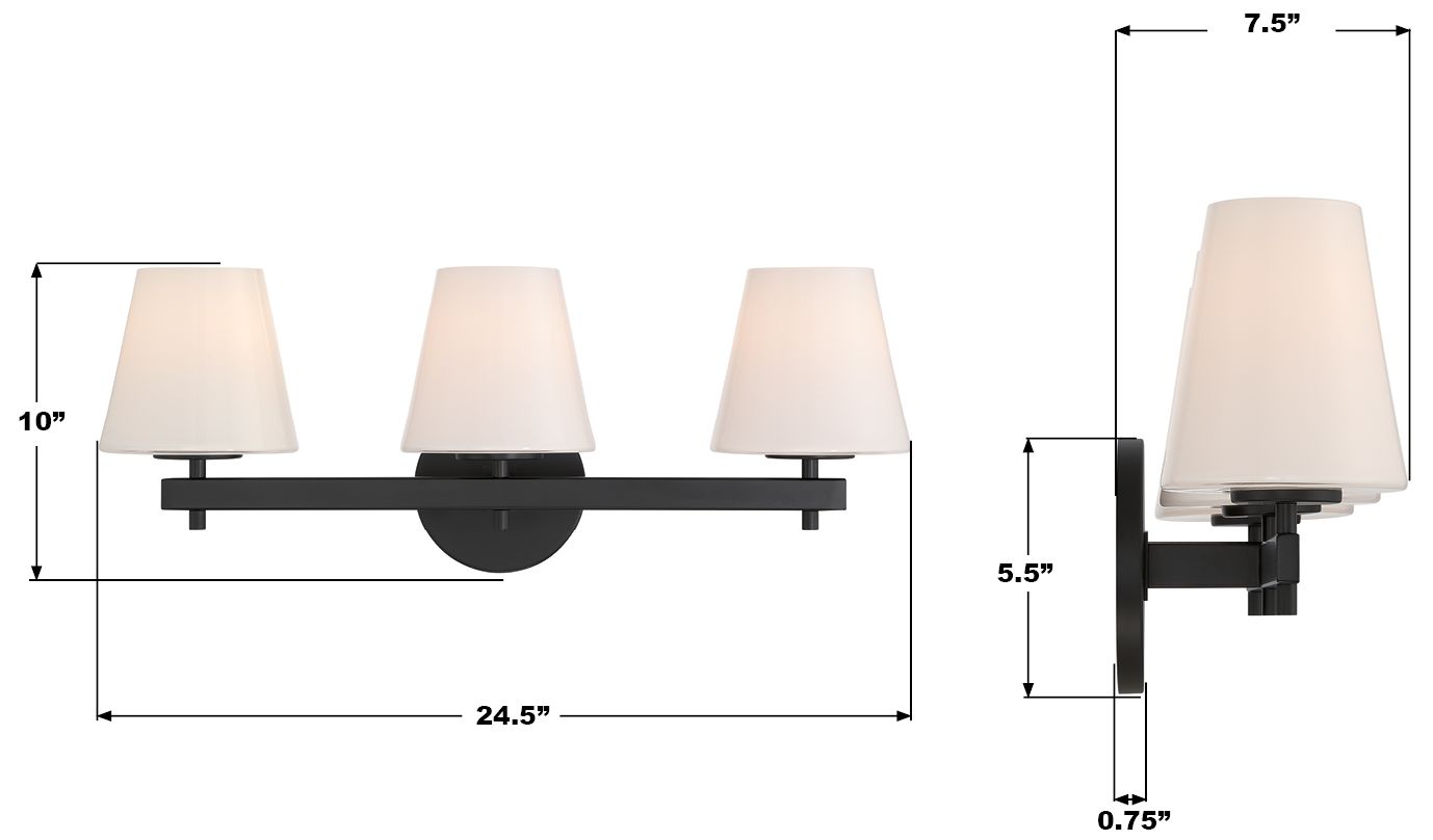 Image 7 Crystorama Colton 24.5'' Black Bathroom Vanity more views