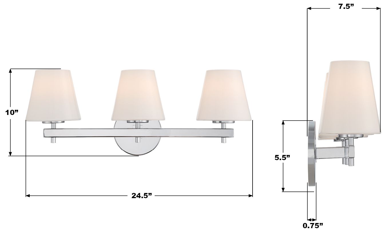 Image 7 Crystorama Colton 24.5'' Polished Chrome Bathroom Vanity more views