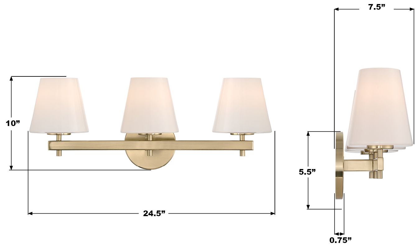 Image 7 Crystorama Colton 24.5'' Vibrant Gold Bathroom Vanity more views
