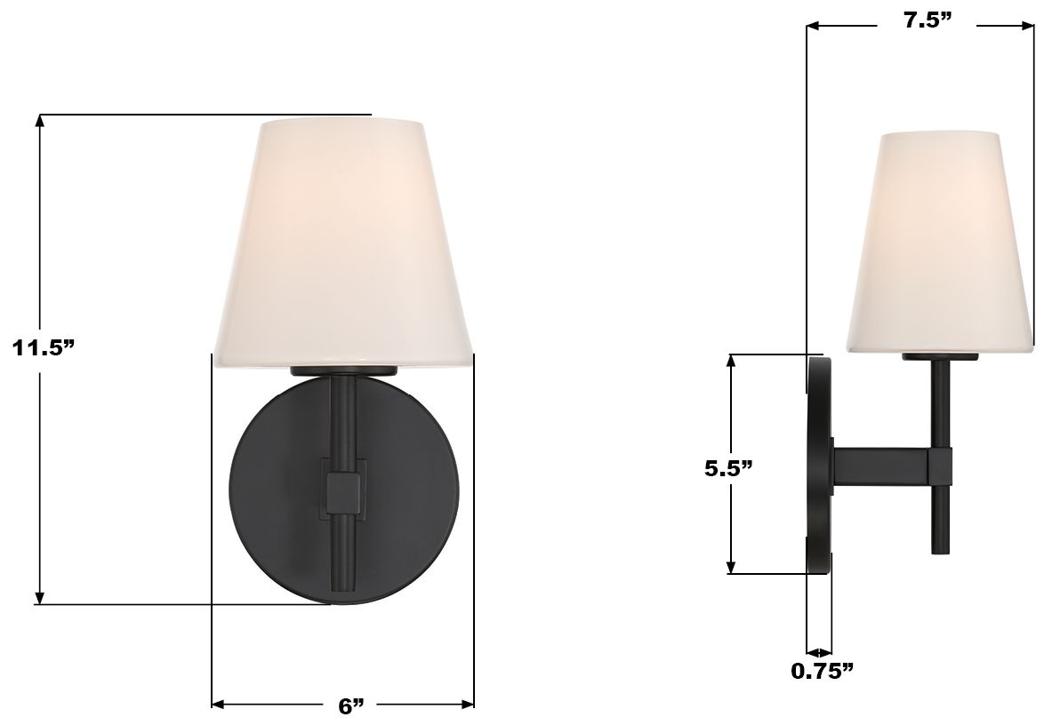 Image 7 Crystorama Colton 6in.  Black Sconce more views